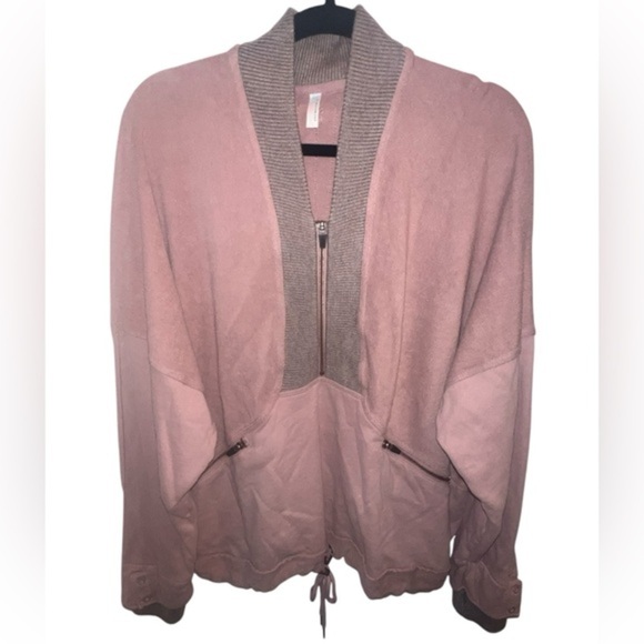 {NWOT Free People Movement Mauve Quarter Zip Pullover Comfy Jacket Size Large} - Picture 1 of 10